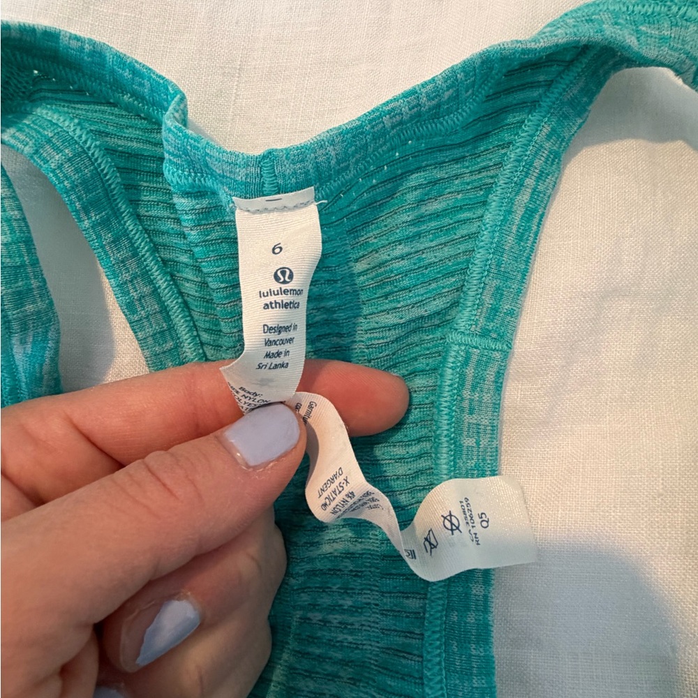 Lululemon swiftly heathered blue tropics Turquoise Tank Top size 6 - Picture 5 of 8